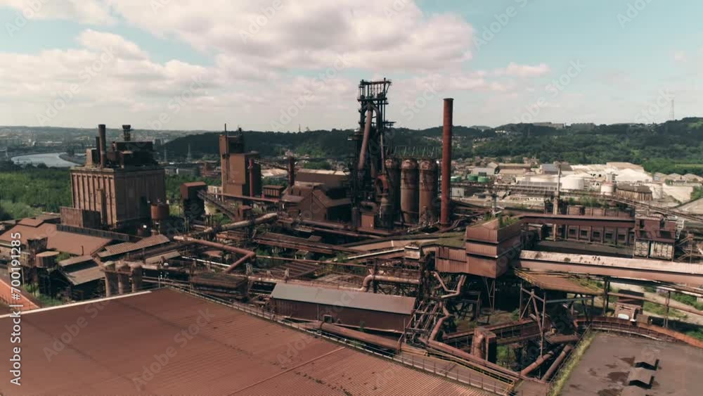 Factory. Plant aerial view. Industrial enterprise. Toxic production company.Industrial production area. Industry metallurgical plant 4K. Factory. Plant aerial view. Industrial enterprise. Toxic production company.Industrial production area. Industry metallurgical plant 4K.
