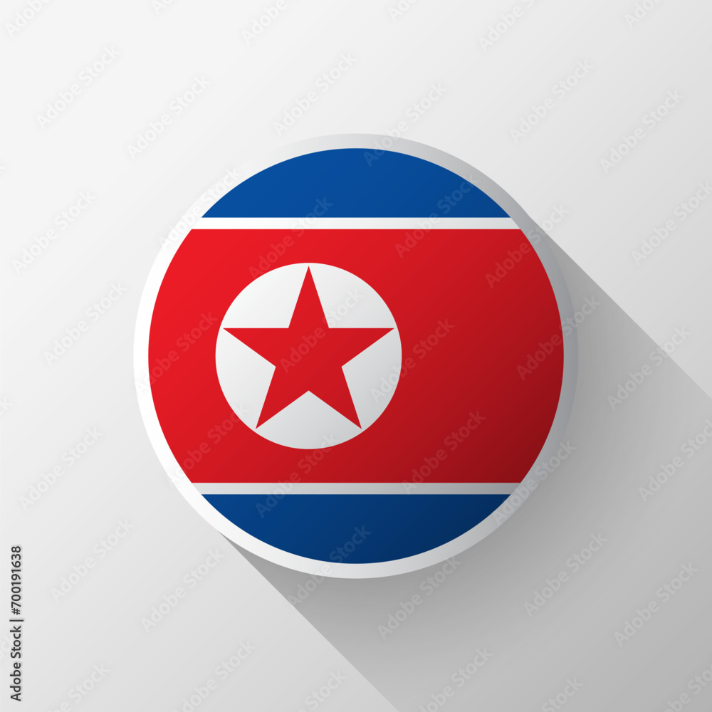 Naklejka premium Creative North Korea Flag Circle Badge