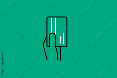 hand holding a credit card illustration in flat style design. Vector illustration.	 photo