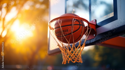 a close-up shot of a basketball hoop © chocoloki