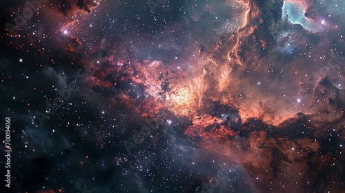Vibrant Cosmic Nebula with Stars and Galaxies, Deep Space Exploration Background Texture photo