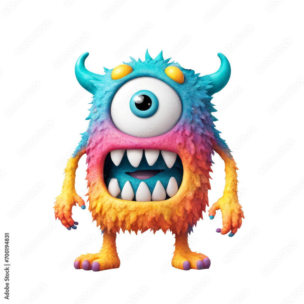 Small colorful funny monster on transparent background, generated by AI Small colorful funny monster on transparent background, generated by AI