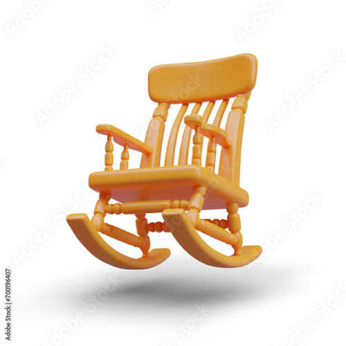 Realistic rocking chair with carved wooden elements. Isolated vector illustration. Concept of comfortable furniture for valuable relaxation. Armchair in country style