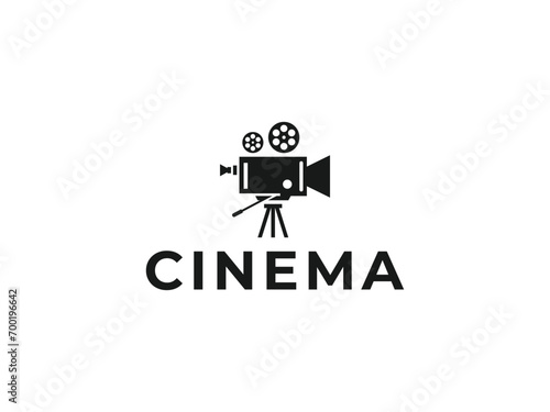 cinema camera logo vector icon illustration, logo template
