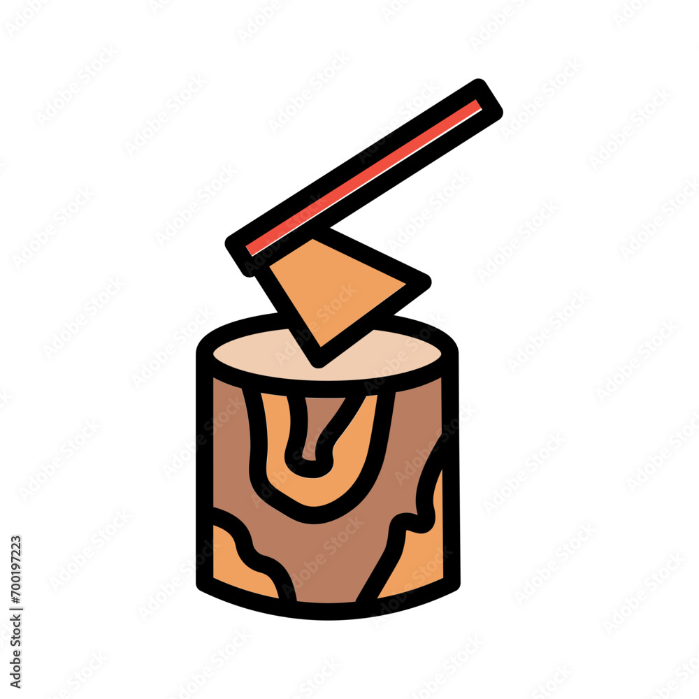 Axe Timber Wood Filled Outline Icon Axe Timber Wood Filled Outline Icon