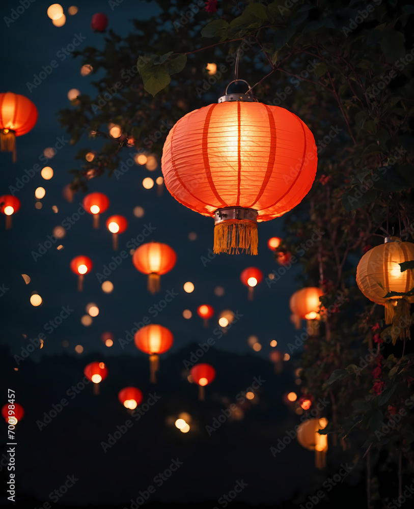 Obraz premium Chinese lantern in the night, Chinese New Year