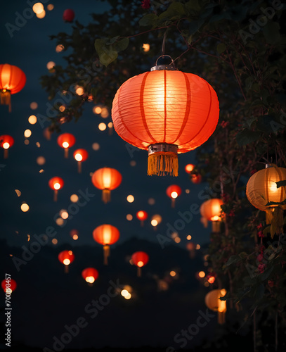 Chinese lantern in the night, Chinese New Year