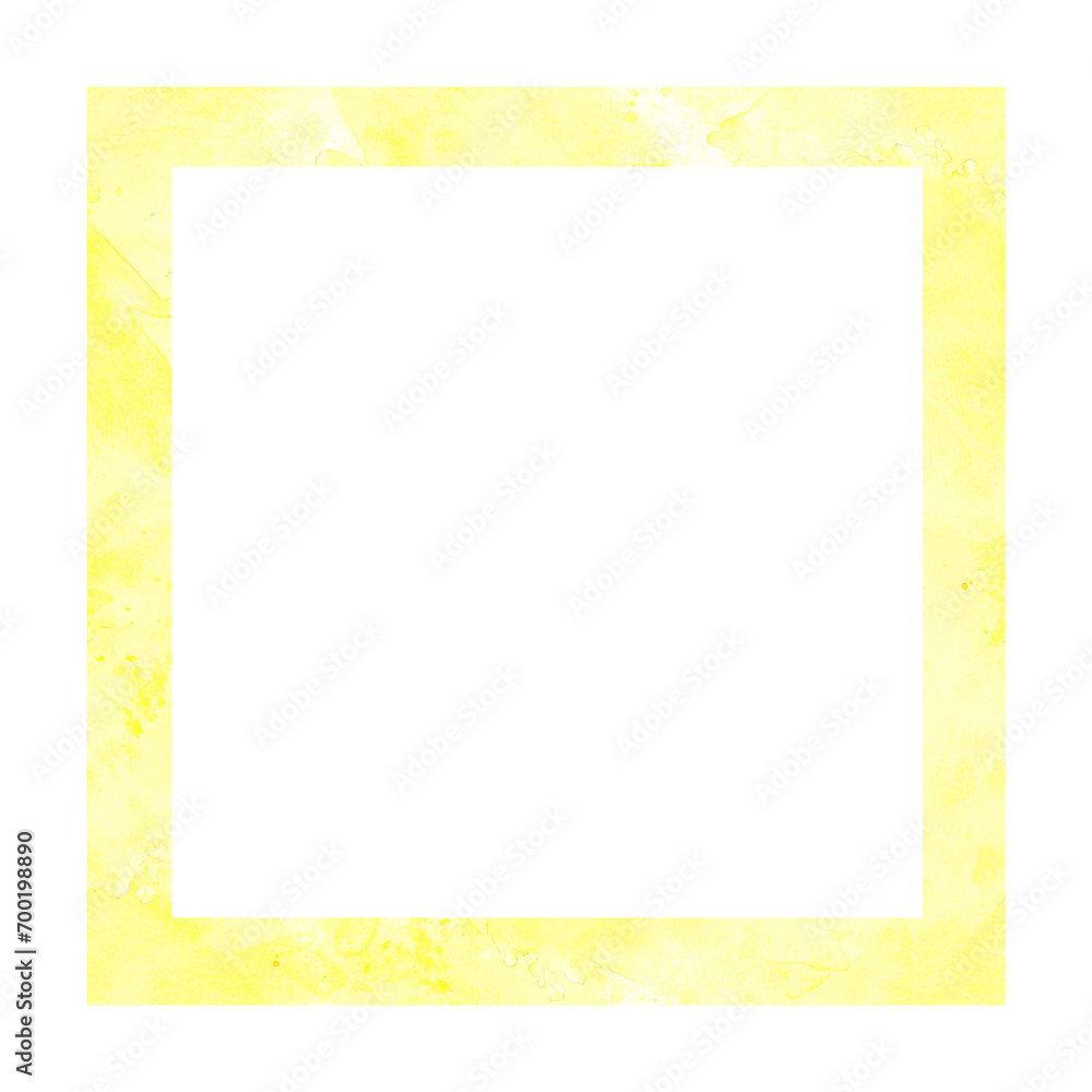 Watercolor square frame yellow splashes Hand painted illustration. Abstract yellow spots and splashes on isolated white background Universal base template for your design of card, label, invitation. Watercolor square frame yellow splashes Hand painted illustration. Abstract yellow spots and splashes on isolated white background Universal base template for your design of card, label, invitation.
