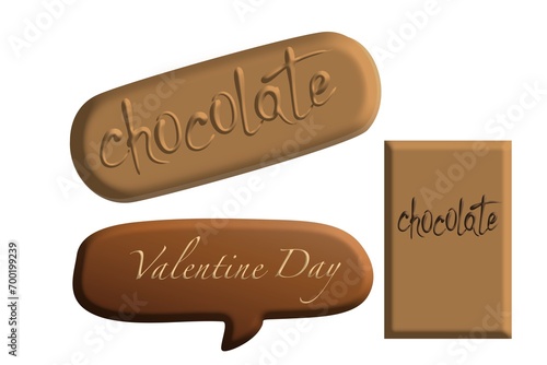 chocolate bar on white set  - illustration 