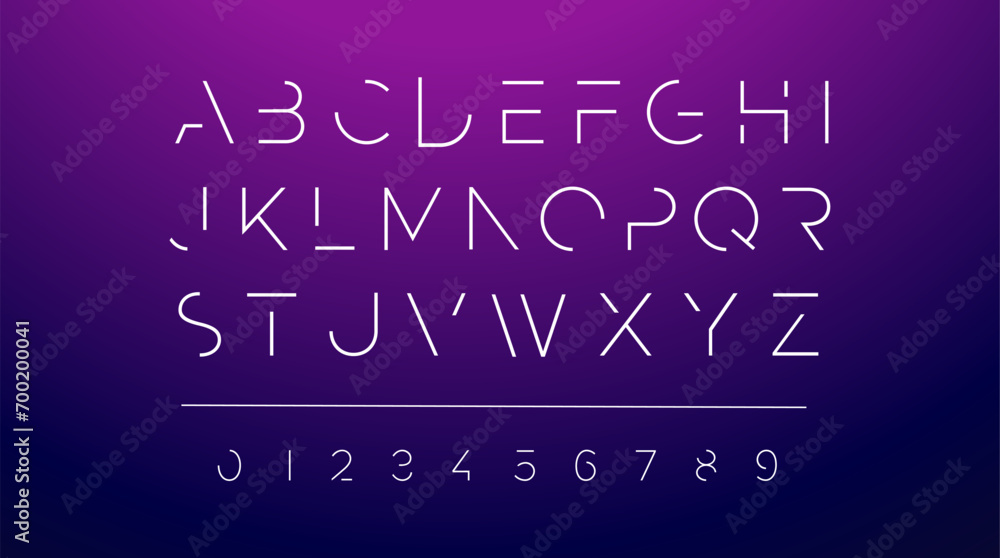 Futuristic font alphabet letters. Creative minimalist typographic design. science technology, space logo type, headline, scifi cover Futuristic font alphabet letters. Creative minimalist typographic design. science technology, space logo type, headline, scifi cover