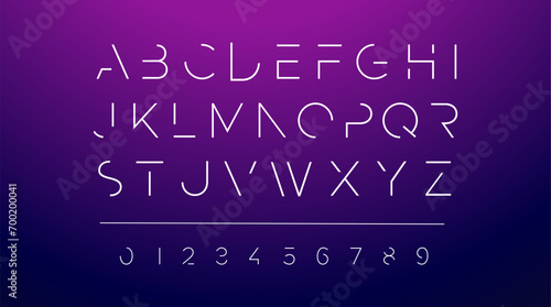 Futuristic font alphabet letters. Creative minimalist typographic design. science technology, space logo type, headline, scifi cover