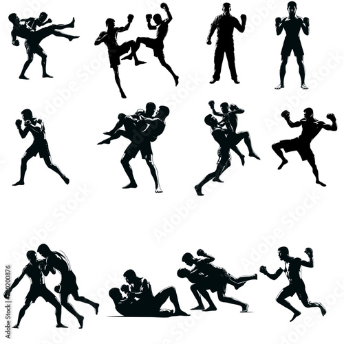 set of calisthenics players silhouettes ,set of fitness silhouettes ,set of gym silhouettes