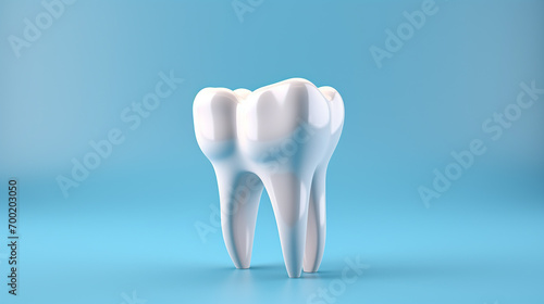Dental model of premolar tooth 3d rendering on blue background