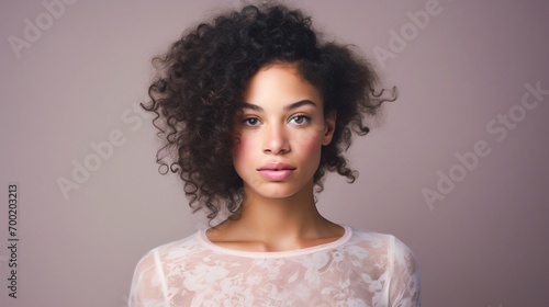 Confident Young Black Woman with Curly Hair Portrait. Generative ai