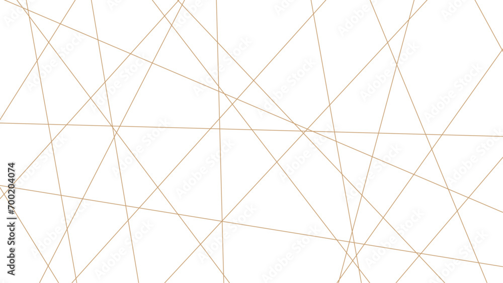 Abstract luxury gold geometric random chaotic lines with many squares and triangles shape on white background.	 - obrazy, fototapety, plakaty 