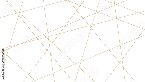 Abstract luxury gold geometric random chaotic lines with many squares and triangles shape on white background. 