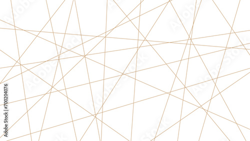 Abstract luxury gold geometric random chaotic lines with many squares and triangles shape on white background. 