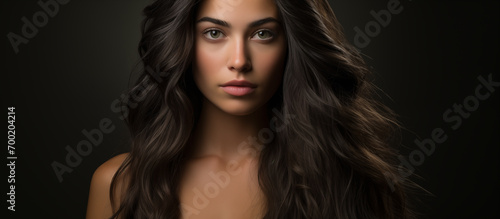 Portrait of a brunette girl with gorgeous fluffy hair