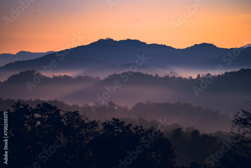 Canvas Print Sunrise over the Great Smoky Mountains in Tennessee