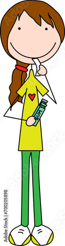 Cartoon illustration of a girl with a chewing gum