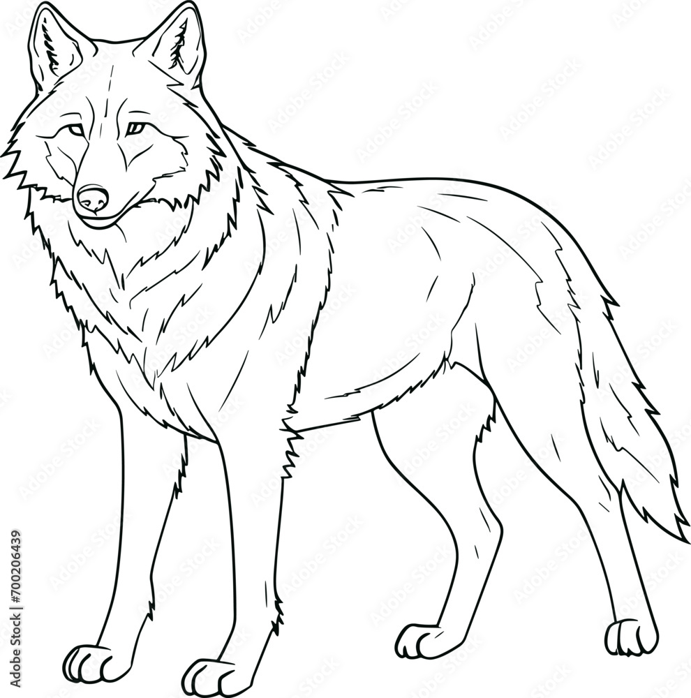 Wolf illustration, drawing, engraving, ink, line art vector AI generated illustration