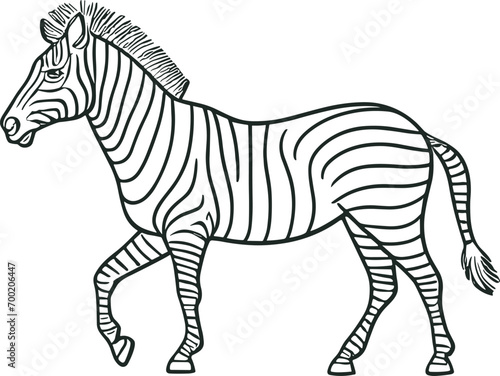 Zebra in black and white stripes. Vector illustration. AI generated illustration.