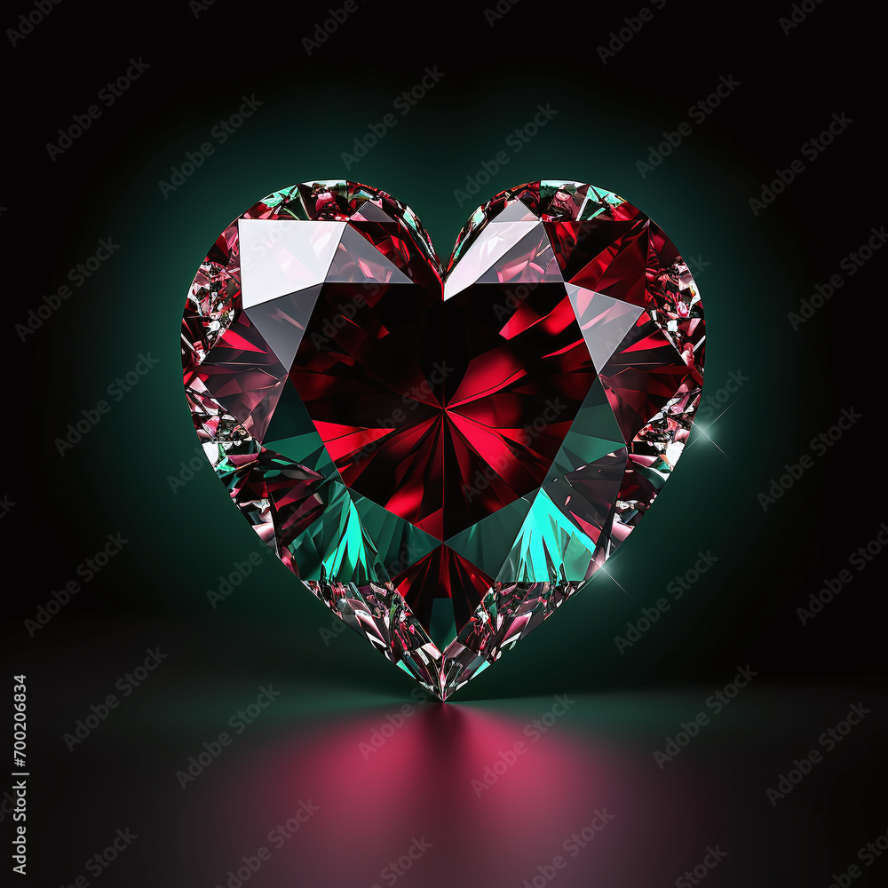 Fototapeta premium Heart shaped diamond on dark background