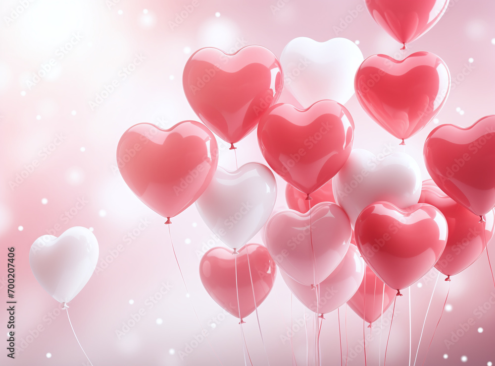 Realistic balloons heart shape on a bright background
