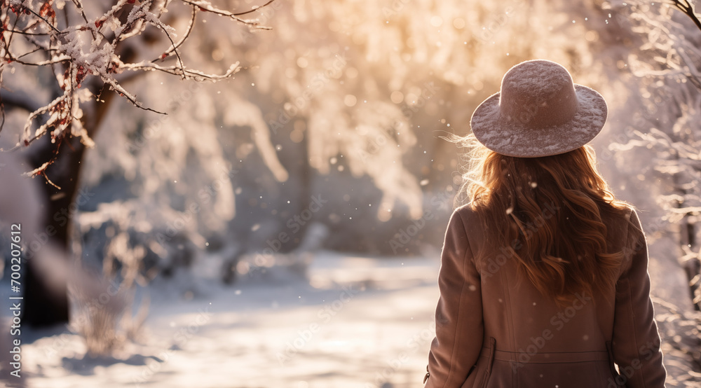 Woman with a hat walking through a snowy forest. Contest winner, sterling silver highlights. Woman with a hat walking through a snowy forest. Contest winner, sterling silver highlights.