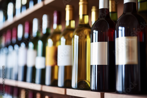 Wine bottles in the wine store, AI generated image