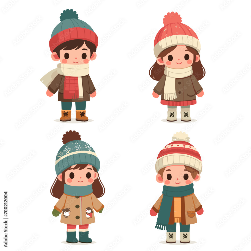 couple kids wearing winter clothes