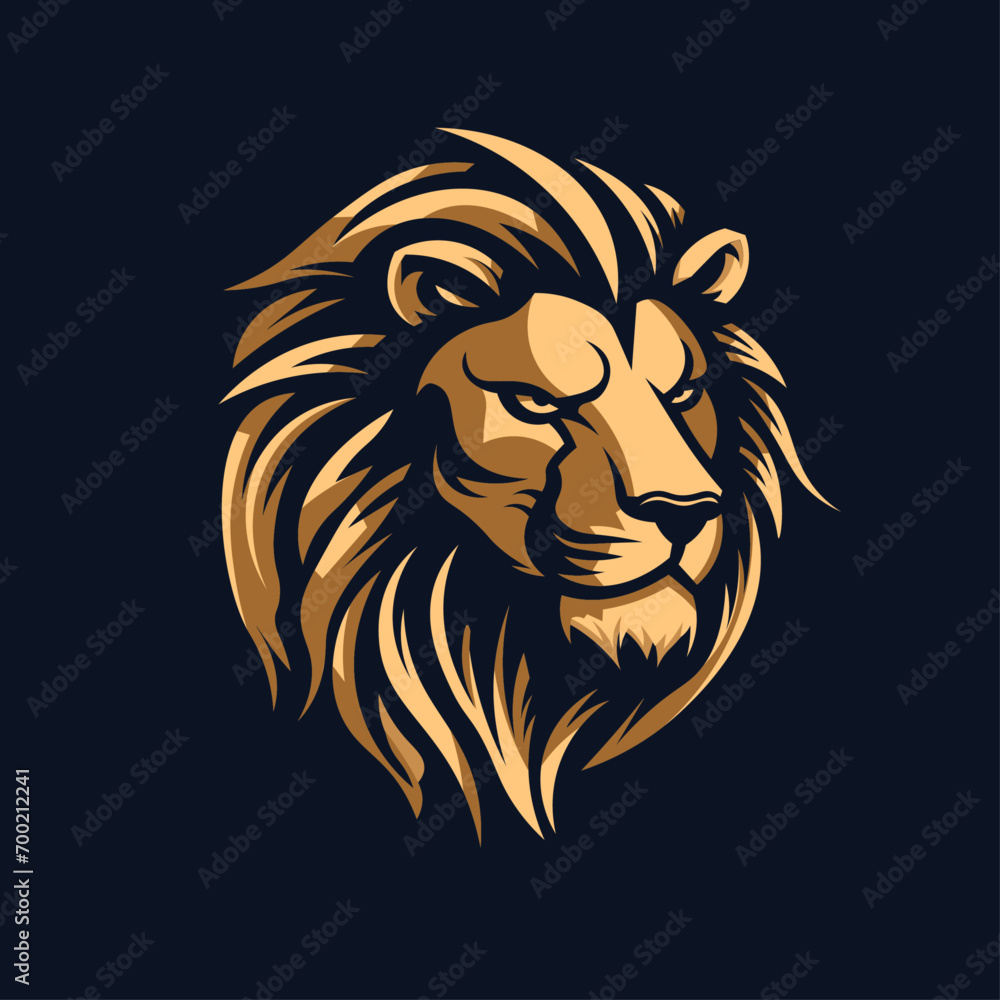 Angry lion vector logo. Serious lion logo. The strict king of beasts. Gloomy lion corporate logo.