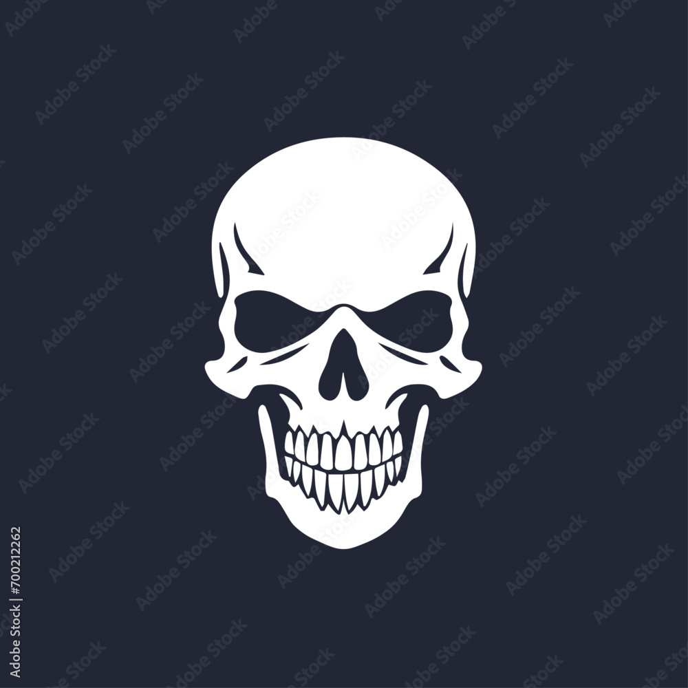 Simple skull vector. Human skeleton. The skeleton smiles. Human skull vector. Skeleton head. Gothic skull smile.
