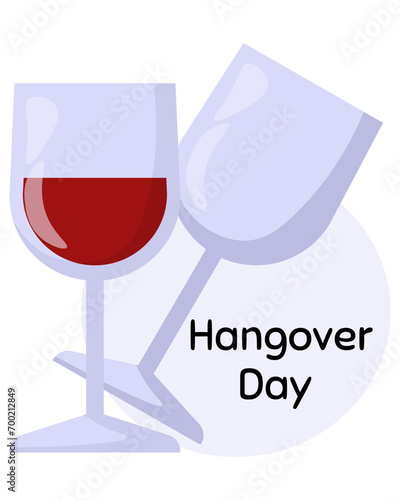 Hangover Day, vertical poster with wine glasses