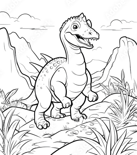 Canvas Print Dinosaur illustration coloring page - coloring book