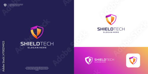 Colorful shield security logo design inspiration