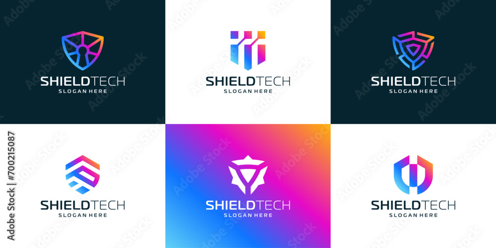 Set of colorful Shield logo design inspiration Set of colorful Shield logo design inspiration