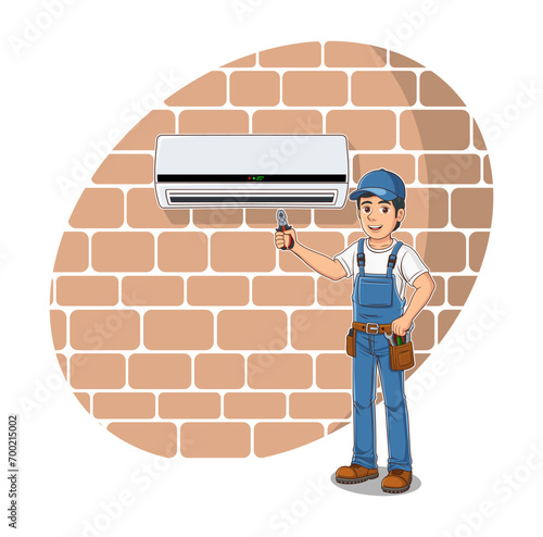 HVAC Service Cartoon Character Design Illustration vector eps format , suitable for your design needs, logo, illustration, animation, etc.