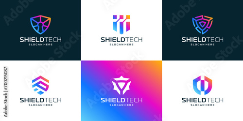 Set of colorful Shield logo design inspiration