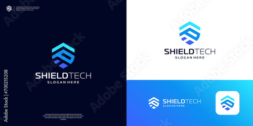 Letter P abstract Shield Security Logo Design template