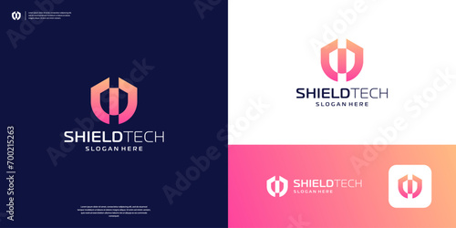 Abstract Shield logo design. Security, Protection, Guardian logo template.