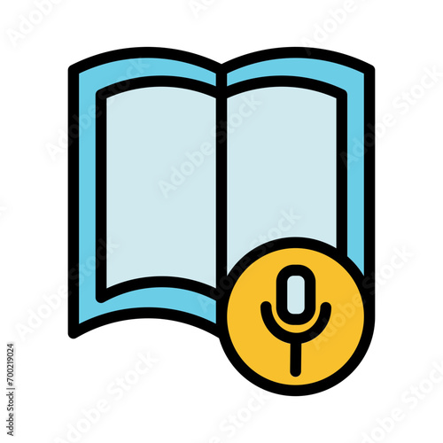 Open Book Mic Filled Outline Icon