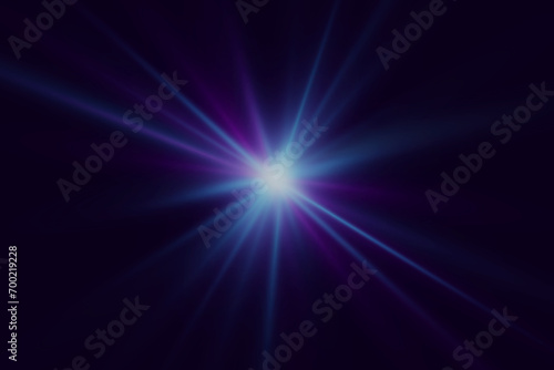 Neon flash of light. Flash lights and stars, sun rays, sparkle with dynamic sparks. Flare explosion light effect.