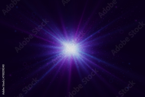 Neon flash of light. Flash lights and stars, sun rays, sparkle with dynamic sparks. Flare explosion light effect.