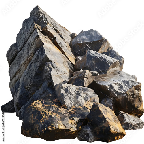 heavy rock in the mountains isolated on transparent background 