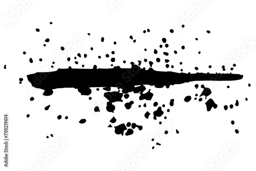 Grunge ink divider, blot with streaks,splashes,spots,dots,streaks.Abstract sepatator,splatters of paint, watercolor stain.Hand-drawn gouache paint strip,art element for design.Isolated.Vector