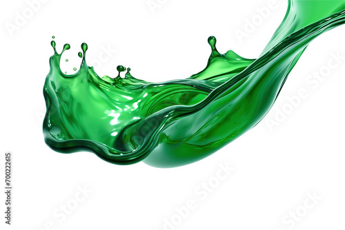 Green liquid splash. Cut out on transparent