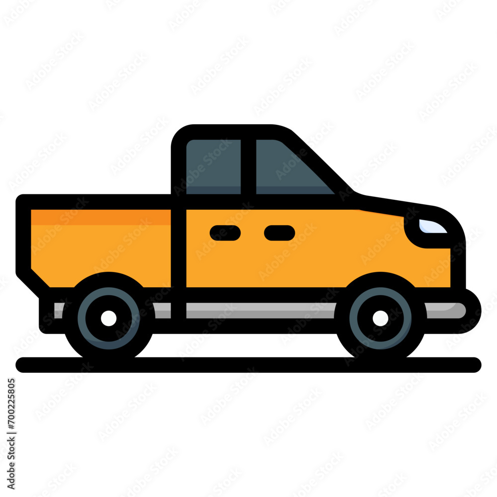 pickup truck, pickup car, pickup, car, vehicle, transportation Filled Outline Icon pickup truck, pickup car, pickup, car, vehicle, transportation Filled Outline Icon