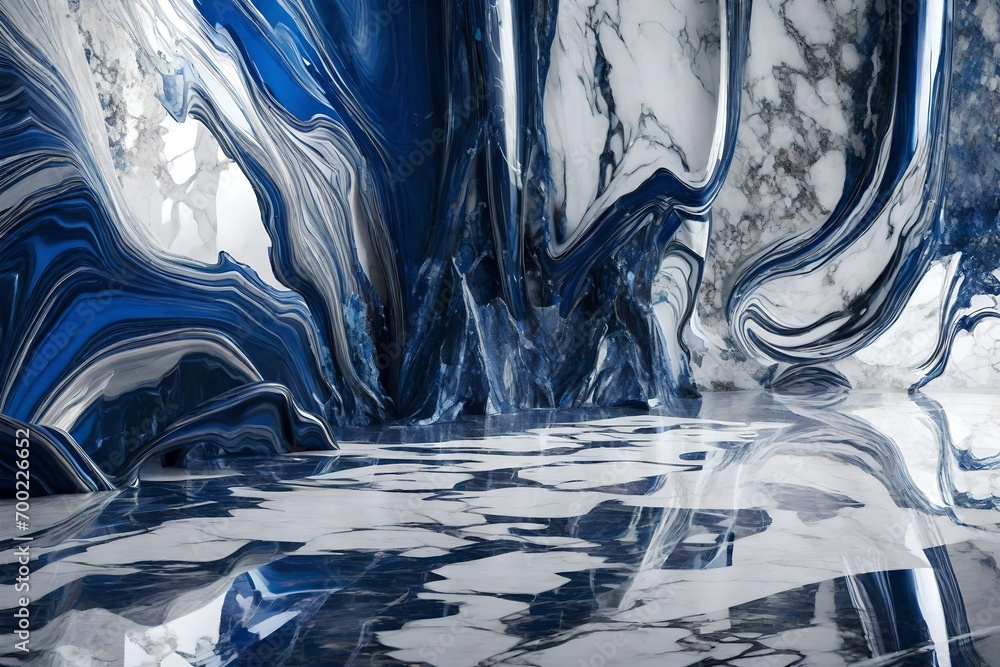 marble texture background in blue and white color