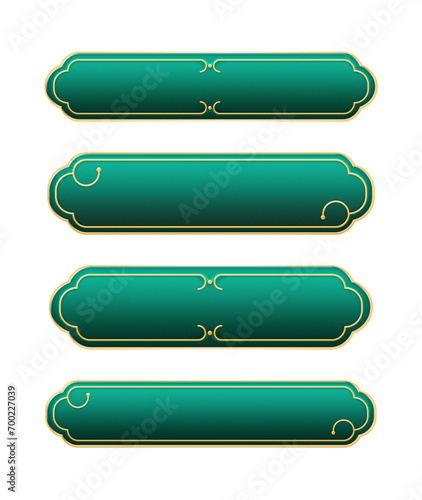 Simple 3d turquoise green curve elegant gold premium longer tittle frame banner, text box, voucher, coupon, button, cta.